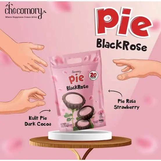 Pie Black Rose Chocomory Pie Coklat Rasa Strawberry (isi 20) 3