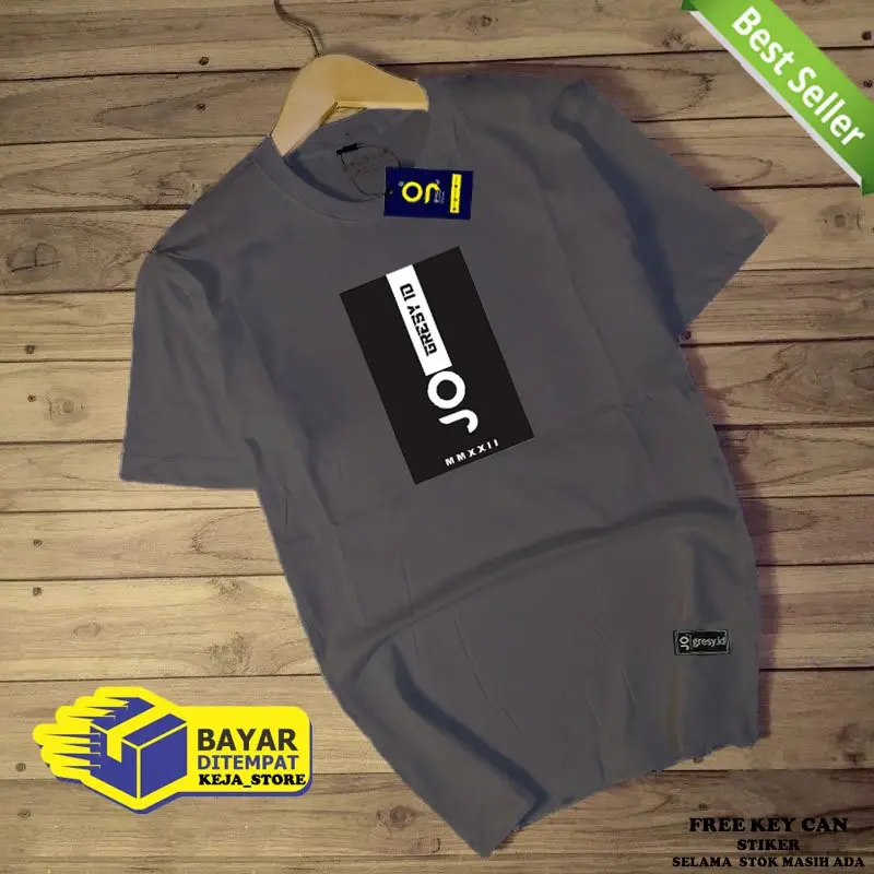 GRESY ID - Kaos distro Pria Katun combad 30s Atasan Baju Kaos Pria Mootif stripe Tangan Pendek Simpel