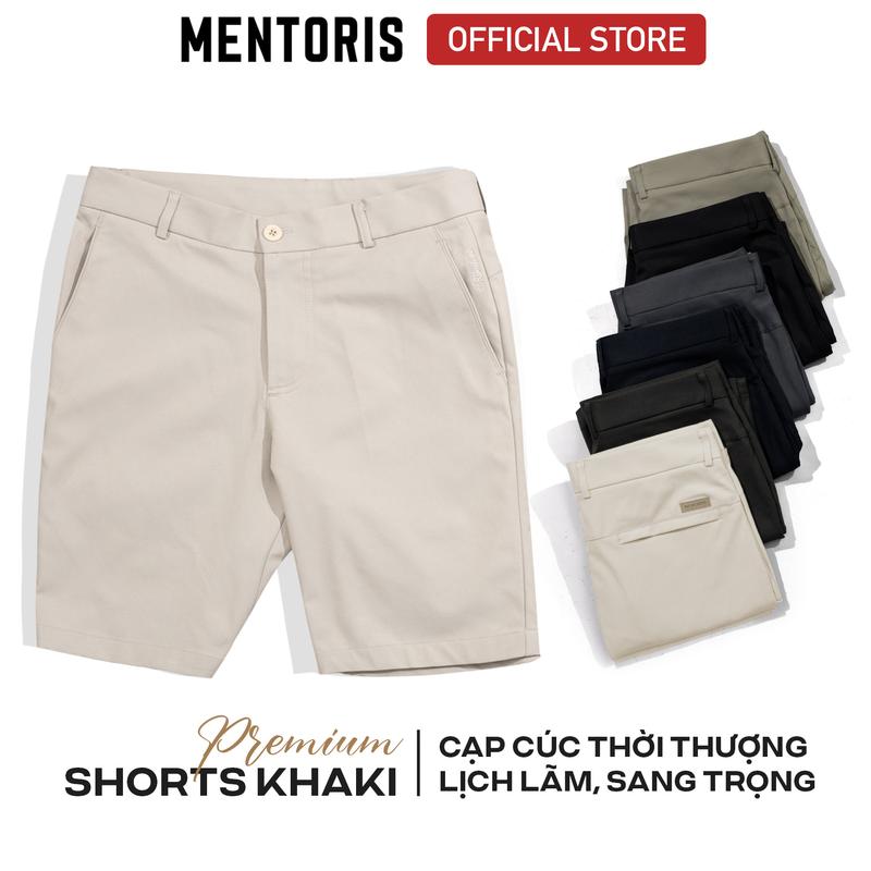 Quần Short Kaki Nam MENTORIS Cạp Cúc Form Regular Siêu Mịn Trẻ Trung Thanh Lịch MSR2515