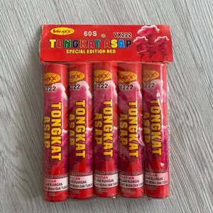 Confetti Party - Tongkat Asap Full Warna Merah Merek Shark, Durasi 60 Detik (paket hemat 1 pack 5 pcs)