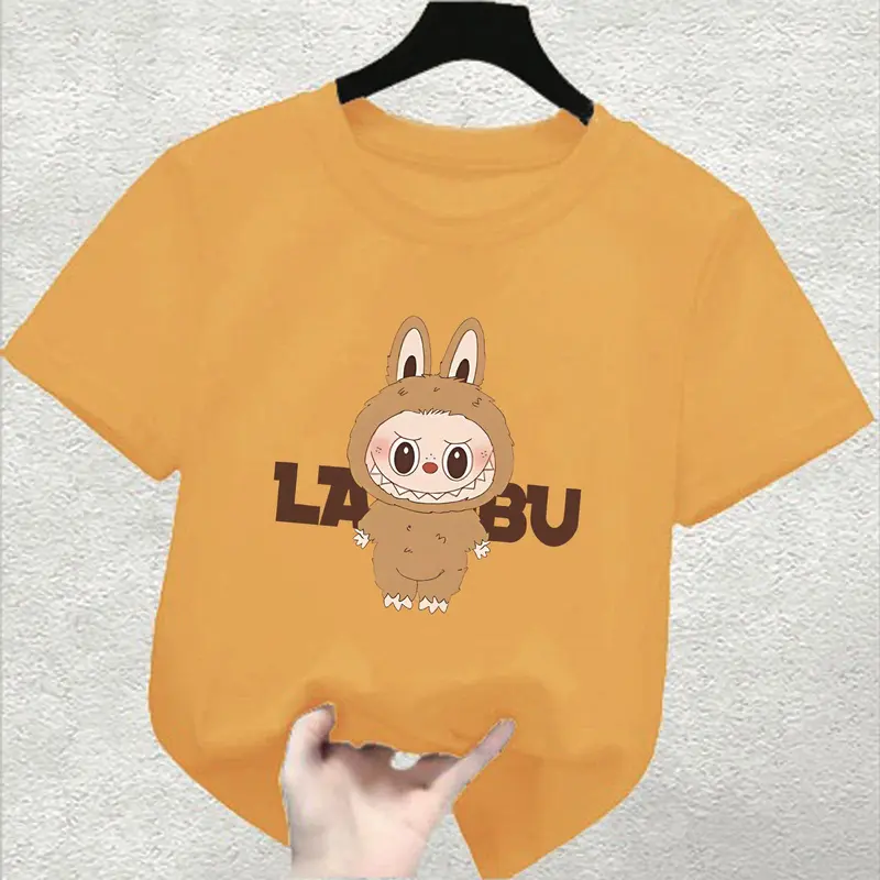 COD Kaos Anak Lengan Pendek Cewe Cowo / Baju Oblong Anak lengan Pendek Ideal Usia 2-15 TH Cotton combed Motif LABUBU Fashion 8