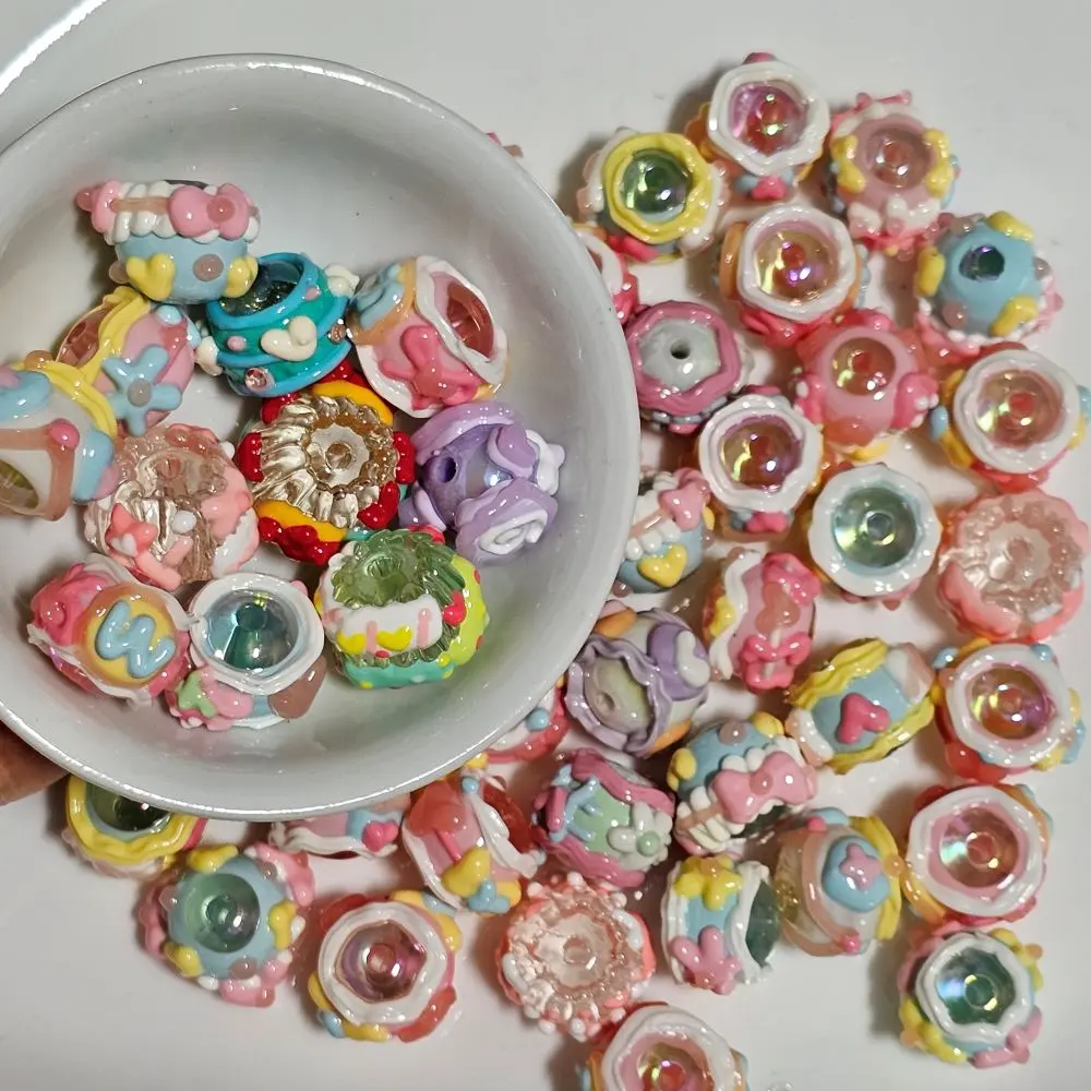 Mixed Color 20mm Flower Star Hand-Painted Beads DIY Mobile Phone Chain Necklace Pen Key Chain