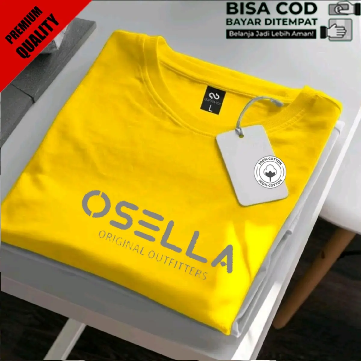 Promo !! Baju Kaos Distro OSL Text Silver Premium Quality Kaos Cotton Combed 30s Lengan Pendek T-Shrit Koas Unisex Pria/Wanita Nyaman Panjang