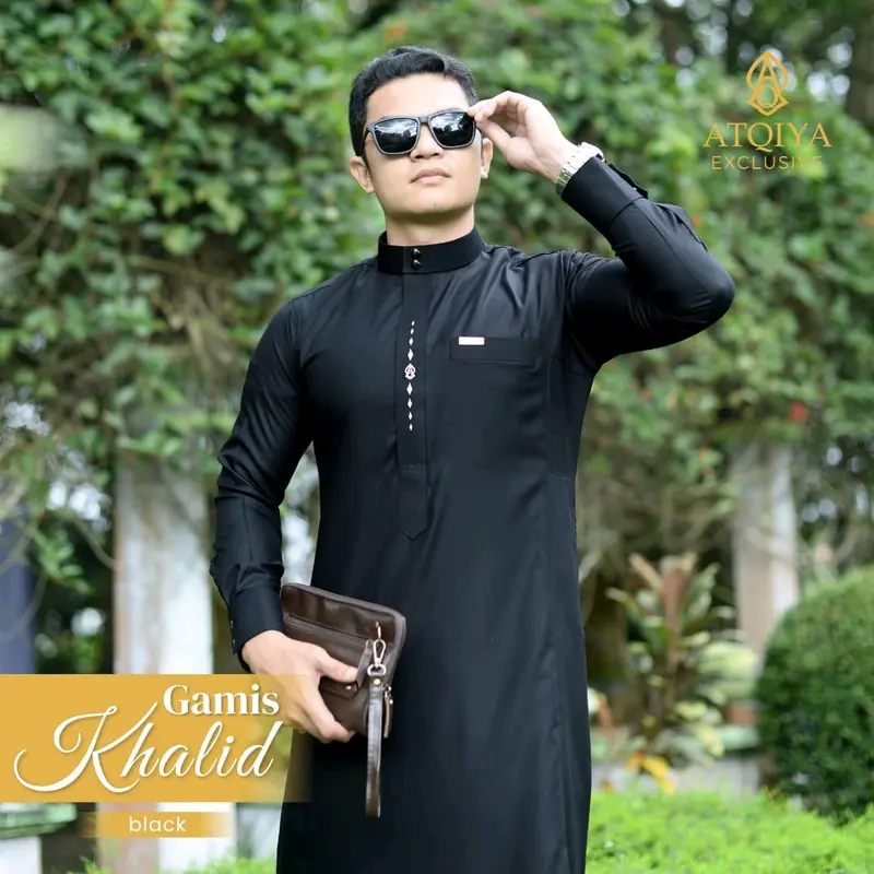 Gamis KHALID Atqiya Exclusive / Jubah PRIA DEWASA / Jubah laki-laki lengan panjang / Pria / Busana Muslim trendy kekinian / Slim / Slim Fit / Katun Toyobo / Terbaru / Thobe / Bordir 0