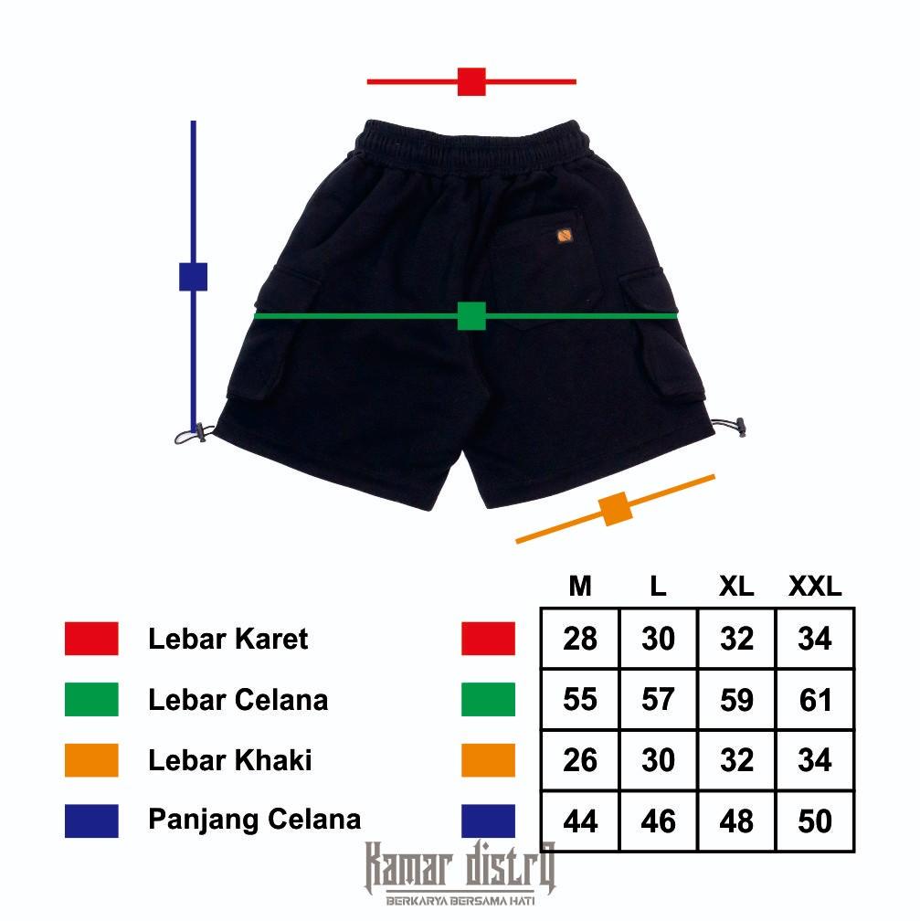 Cena cargo pendek punk logo romi kanan kiri Shorts Pria Celana Katun Hitam Wanita Boxer Dewasa Santai Distro Surfing