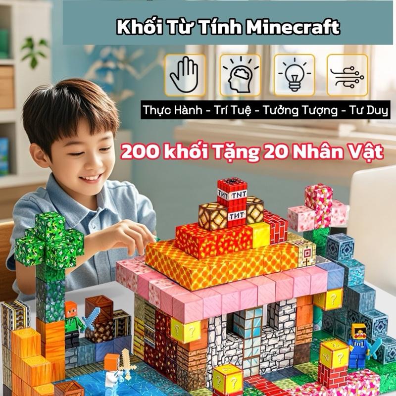 200 Khối Tặng 20 Nhân Vật Khối Nam Châm Từ Tính Minecraft Kích Thước 2x2x2 Cm An Toàn Không Thấm Nước Dễ Lắp Ghép Cho Trẻ Em Đồ chơi lắp ráp xây dựng