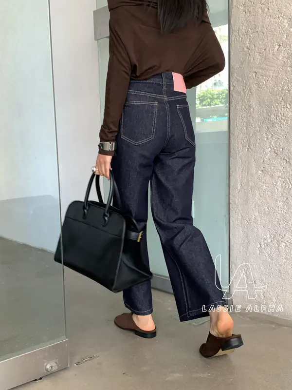 Lassie alpha J100 Jeans Wanita Cutbray Ultra Highwaist Color Model Unfinish Cutting Bahan Premium Celana Jeans Kulot Boy Friends Bahan Halus Lembut Cocok untuk Hangout Acara Formal Jeans Style Korean Kekinian 6