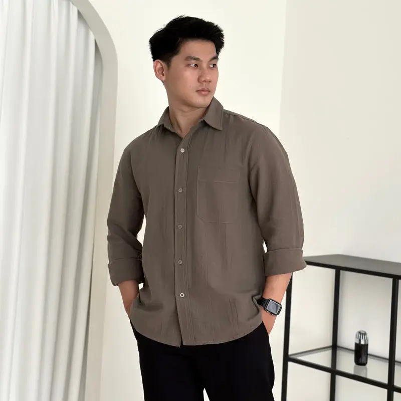 kemeja pria. kemeja linen lengan panjang kemeja linen premium kemeja pria linen kemeja pria lengan panjang 2