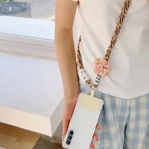Tali HP Lanyard Kepang Cross-body Motif Flower Gantungan Handphone Universal SC