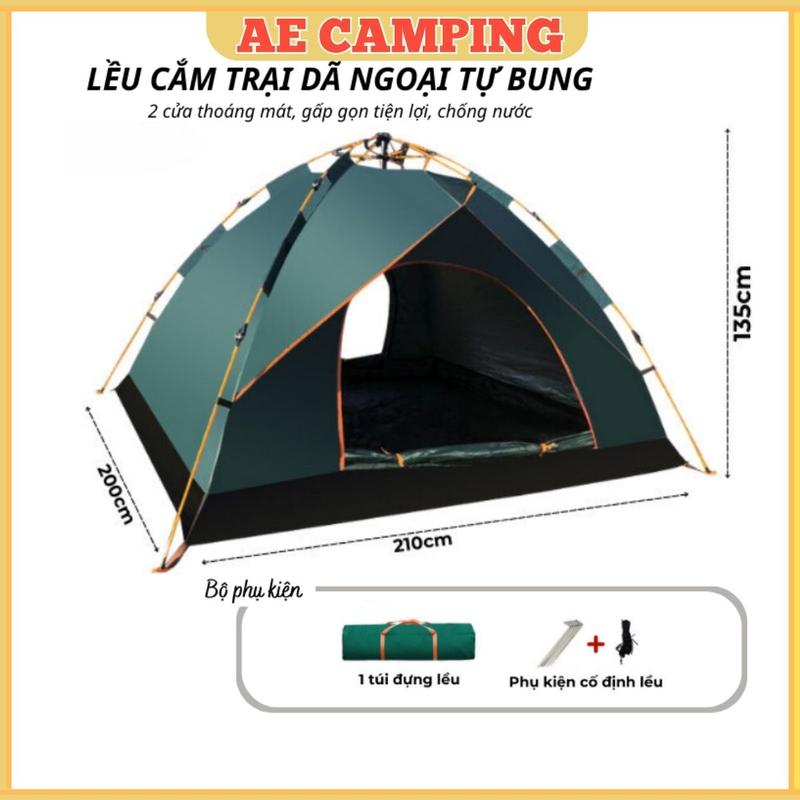  Lều cắm trại du lịch tự bung dành cho 3-5 người chống thấm nước tốt thông gió mát mẻ Phụ Kiện Camping Kaki Đi Cắm Trại Nam 