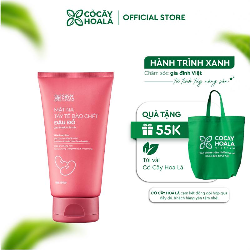 Tẩy Da Chết, Tẩy Tế Bào Chết Đậu Đỏ 2in1 Cỏ Cây Hoa Lá 150g, Mặt Nạ Tẩy Tế Bào Chết Dưỡng Da, Cấp Ẩm, Tẩy Da Chết Cho Mẹ Bầu Skincare
