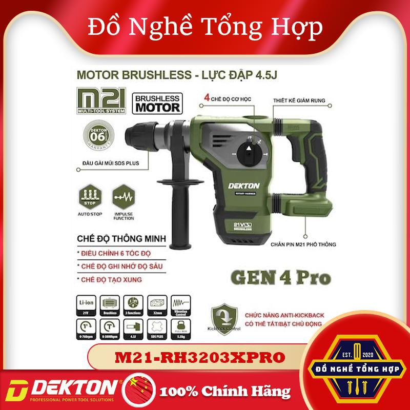 Máy Khoan Đục 3 Chức Năng 4.5J Dùng Pin 21V DEKTON M21-M21-RH3203XPRO