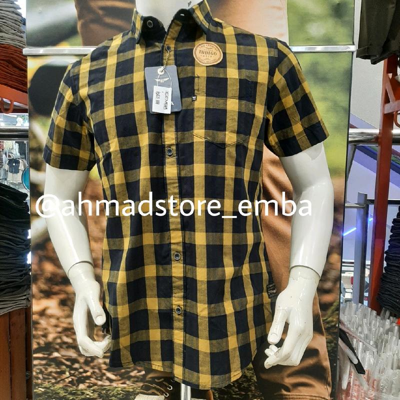 Kemeja emba classic bahan katun model kotak kotak koleksi terbaru Baju Casual Pria Pendek 2