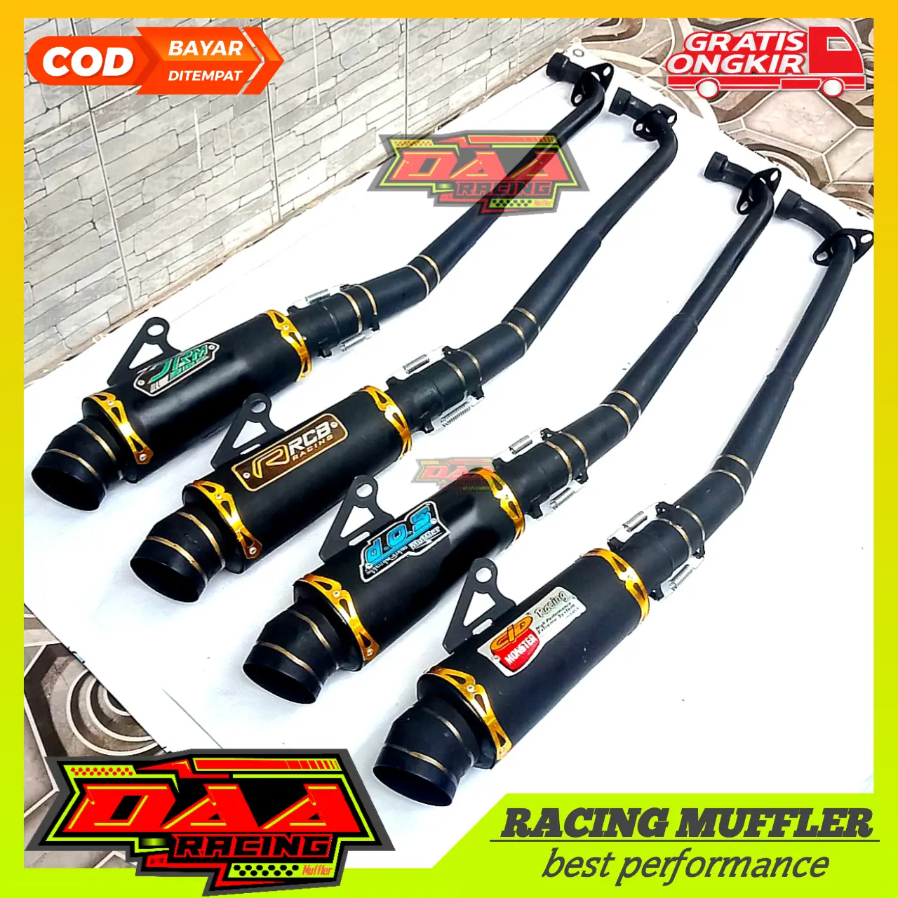 Knalpot racing supra RCB hitam jupiter revo absolutr DOS shogun vega JRM astrea win c70 c100 CLD smash karisma blade motor bebek Motorcycle