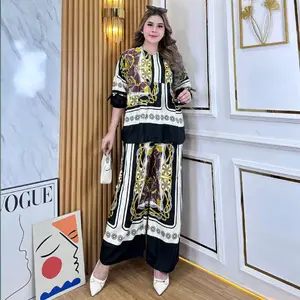 Syifa Rayon Premium Wanita Kekinian Setelan Baju dan Celana Motif Bunga Elegan untuk Tampilan Modern