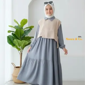 Baju Anak Perempuan Gamis Terbaru Set Rompi Viola Dress Bahan Rayon Twill Adem dan Nyaman di pakai Untuk anak usia 7-15 Tahun