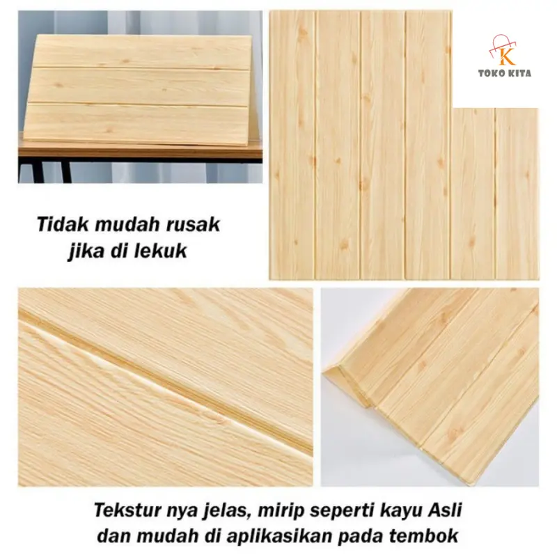PAKET 10 LEMBAR Wallfoam Dinding 3D Motif Kayu/ Wallfoam Wood Dekorasi Kamar murah 70x70cm Tebal 3MM 4
