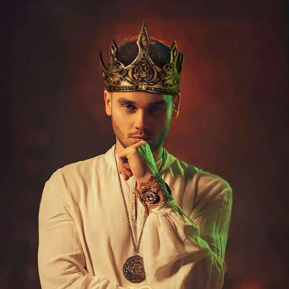 Temperament Bar Mitzvah Crown King Crown Korean Style Headband PU Prince Crowns Hair Accessories Cosplay Pros Round Tiaras Hair Jewelry