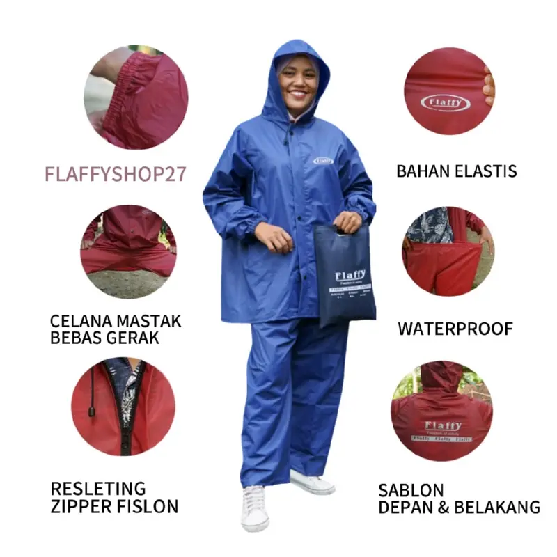 JAS HUJAN SETELAN PRIA DAN WANITA (RAIN COAT) BY FLAFFY PVC 0,25 Foldable Beige 1