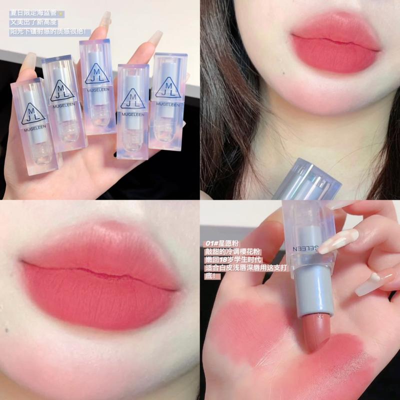 Product Introduction of Son Môi Không Thấm Nước, MUGE LEEN, Ống Màu Xanh Dương, Lì Không Dấu Vết, Trơn, Lì, Không Phai Màu, Thích Hợp Cho Học Sinh 17