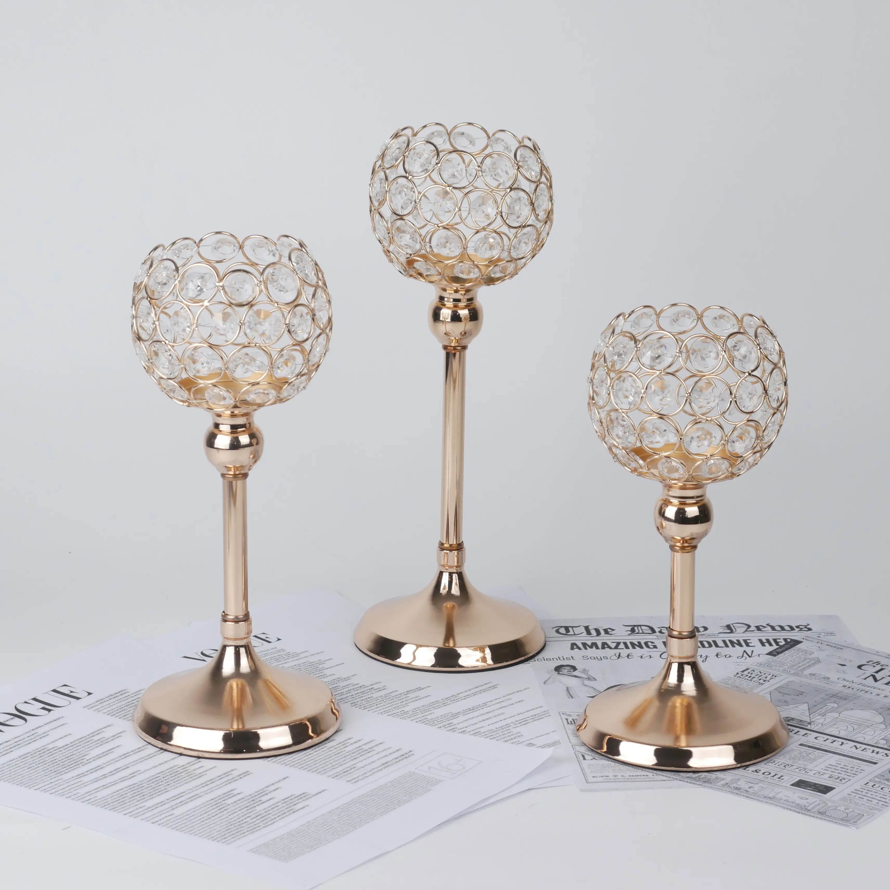 CANDLE HOLDER BULAT 30CM 3 HEIGHT CRISTAL GOLD HOME DECOR  DEKORASI RUMAH PREMIUM TEMPAT LILIN KRISTAL  CANDLE HOLDER EMAS DEKORASI MINIMALIS NATAL PESTA PERNIKAHAN HIASAN RUMAH MEWAH PREMIUM IMPORT BERKUALITAS