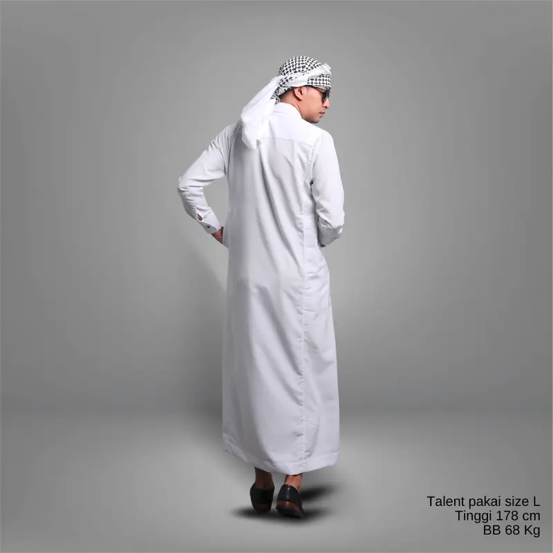 Jubah Slimfit Fawaz Dewasa Putih Khaleed Apparel 2
