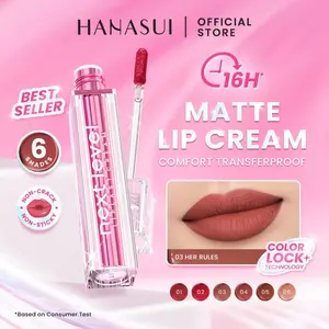 Hanasui Next Level Liplast Cream - Liplast Cream Tahan Lama Pigmented Matte Finish Maximum Coverage Ringan Bibir Lipstik Lipgloss