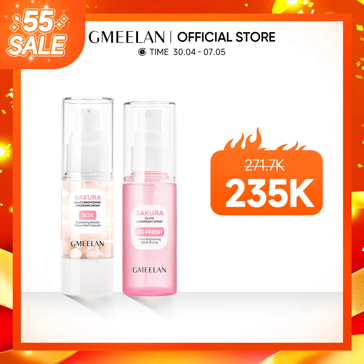 【S】GMEELAN 2PCS Kem Dưỡng Nách Sakura Underarm Cream 30g Kem hỗ trợ dưỡng sáng nách + Xịt hỗ trợ khử mùi SAKURA GLUTA 50ml Bodycare