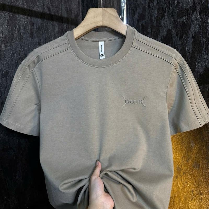 [CHẤT LIỆU MỚI] Áo Thun Nam Chất Cotton Mịn Dập Nổi Chạy Dây Sọc Vai MVK Đẹp Năng Động