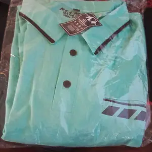 Kerah Daun Pria Saku Zebra Lengan Garis Combed Tebal Pendek