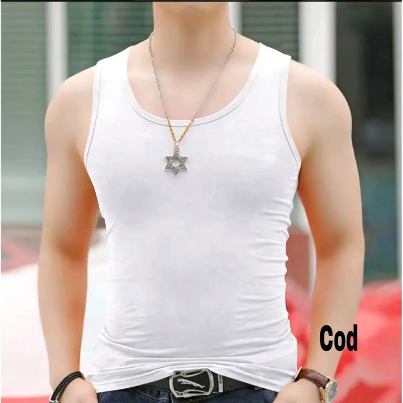 Singlet Pria Motif Polos / Kaos tanpa lengan / kaos dalam / Baju lekbong cowok santai keren fashion Dewasa Atasan Hitam 3