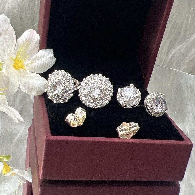 Các mẫu hoa tai mạ bạch kim có chốt loại xiên dành cho nữ trang sức cao cấp gia đình jewellery kimberly