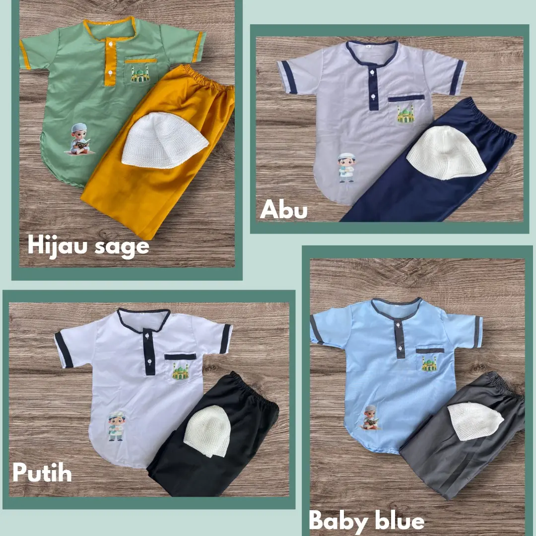 setelan baju koko anak animasi terbaru usia 1-7 tahun bonus peci
