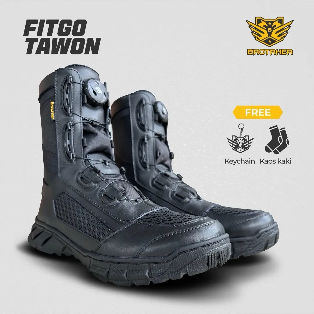 Sepatu PDL Tali putar jala Tawon Kulit doff Merk Brotrher Boots
