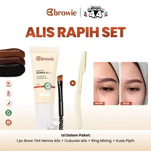 [Alis Rapih Set] browie - Henna Alis Eyebrow Waterproof & Long Lasting Alis Natural & Tahan Lama (Brown/DarkBrown/Black)