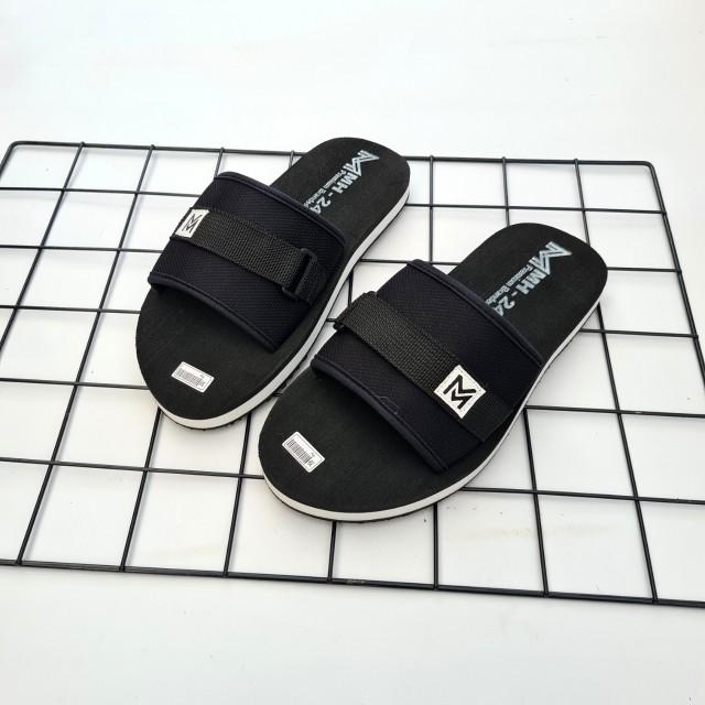 Sandal Selop Pria MH-24 Slip On Distro Casual Hitam SHB Promo - Shoes