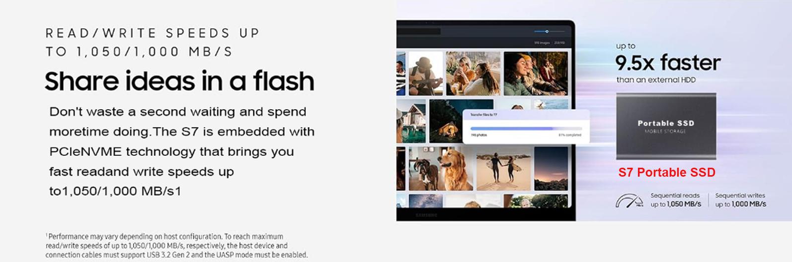 【CepatSimpan】S7 Portable External Storage (1TB/2TB/4TB) – USB 3.1 & Type-C & Micro, Ultra-Slim Shockproof, Stable Portable Storage Compatible with Windows, Mac & Linux