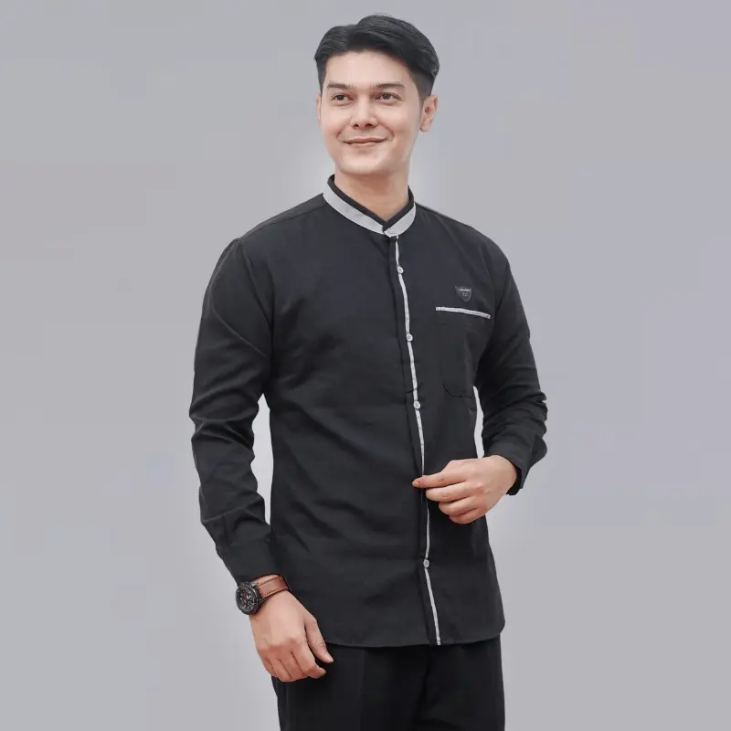 Baju Koko Putih Lengan Panjang Kemko Hadroh Kemeja Koko Dewasa Kurta Taqwa Baju Muslim Pria Kekinian Casual 3