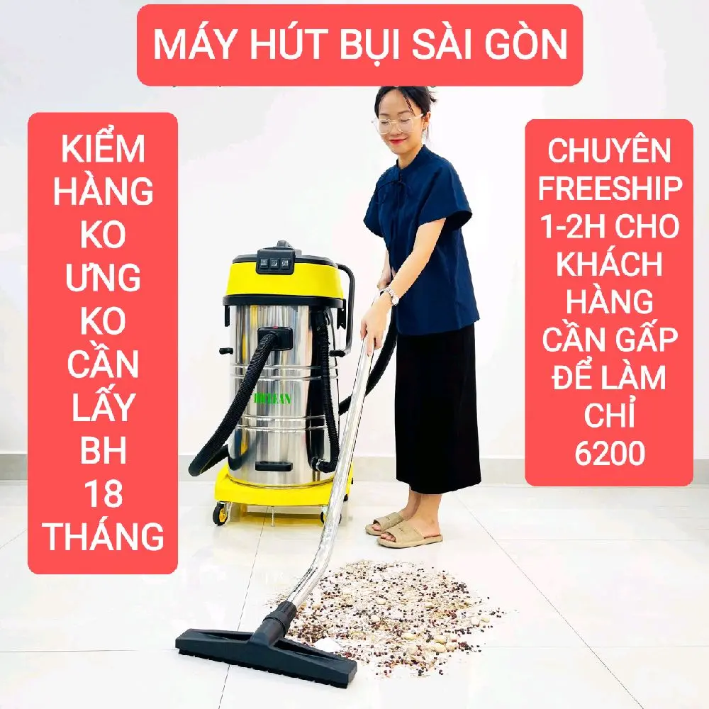 Máy hút bụi công nghiệp 3 motor 90L 3800W siêu mạnh Hiclean cao cấp, Bảo hành 18 tháng