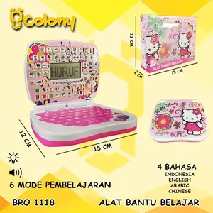 NEW Mainan anak Laptop Mini 4 Bahasa + Layar Pink (perempuan)