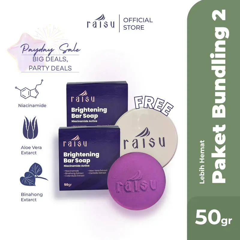 Raisu Brightening Bar Soap - 2pcs Sabun Pencerah Kulit 0
