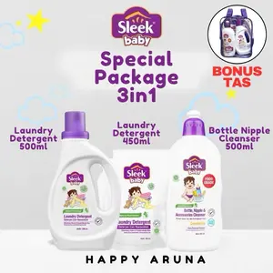 SLEEK BABY SPECIAL PACKAGE 3in1 | Detergen Cair Sabun Cuci Baju dan Pembersih Pencuci Botol Susu Bayi Baru Lahir