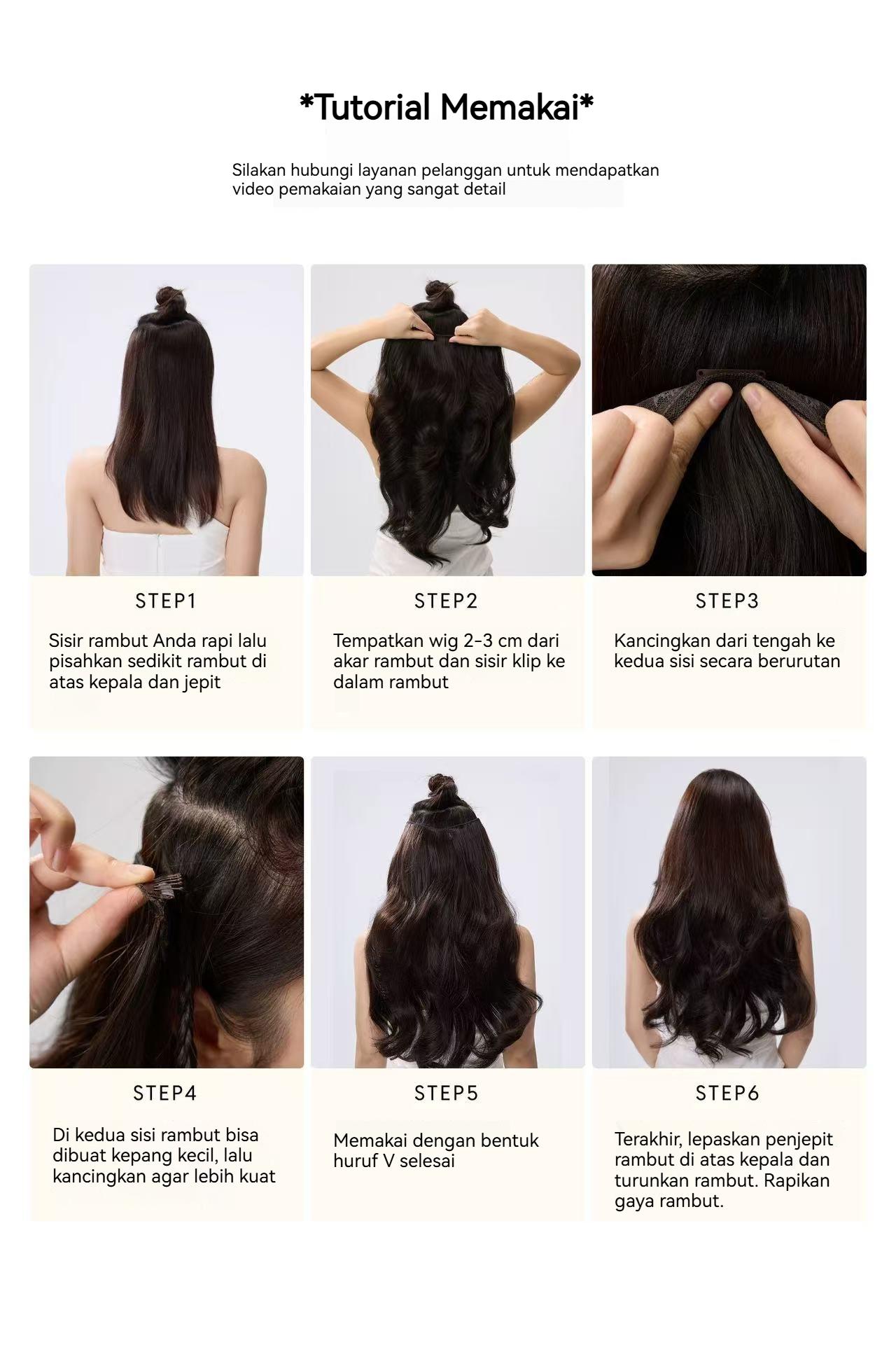 Loose Wave Hairclip Rambut Sambungan – Rambut Palsu Wanita Natural 50–60cm / 20–24 Inch | Hair Clip Panjang Bergelombang