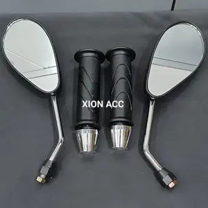 Paket Spion satria Fu standar gagang chrome Universal suzuki drat 12 Plus Handgrip set jalu stang fu Universal