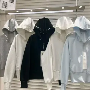 Girlcore.id - Pearls jacket Crop Wanita Kekinian Double Zippers Model Korean Style Aesthetic Premium