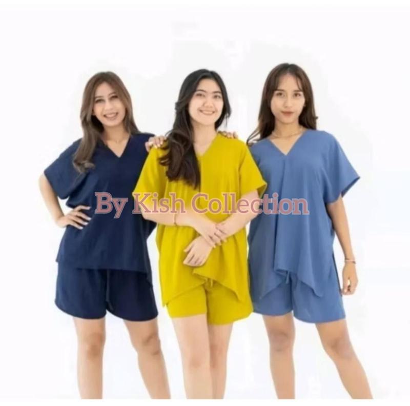 Babydoll Setelan Baju Tidur One Set Bali Baju Tidur Pendek Celana Piyama Wanita 1