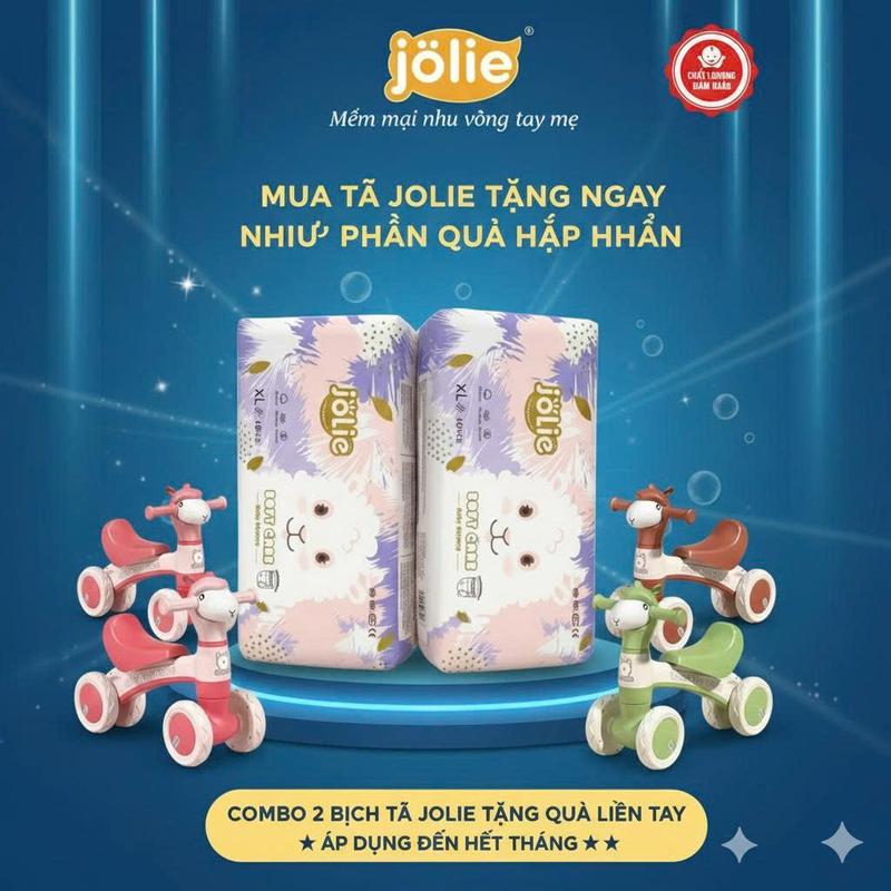  VD Combo 100 Miếng + Quà Xe Chòi  bỉm JOLIE đủ size từ sơ sinh tới 4xl thấm hút tốt từ 500 - 700ml 