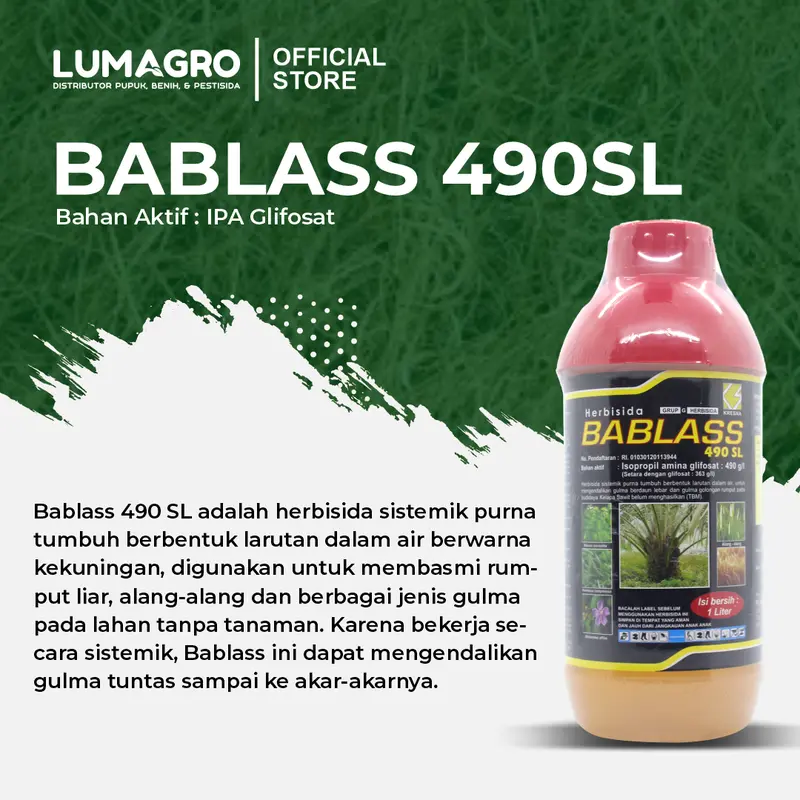 Herbisida Bablass 490SL 1L IPA Glifosat Pembasmi Gulma Secara Sistemik Sampai Akar 1