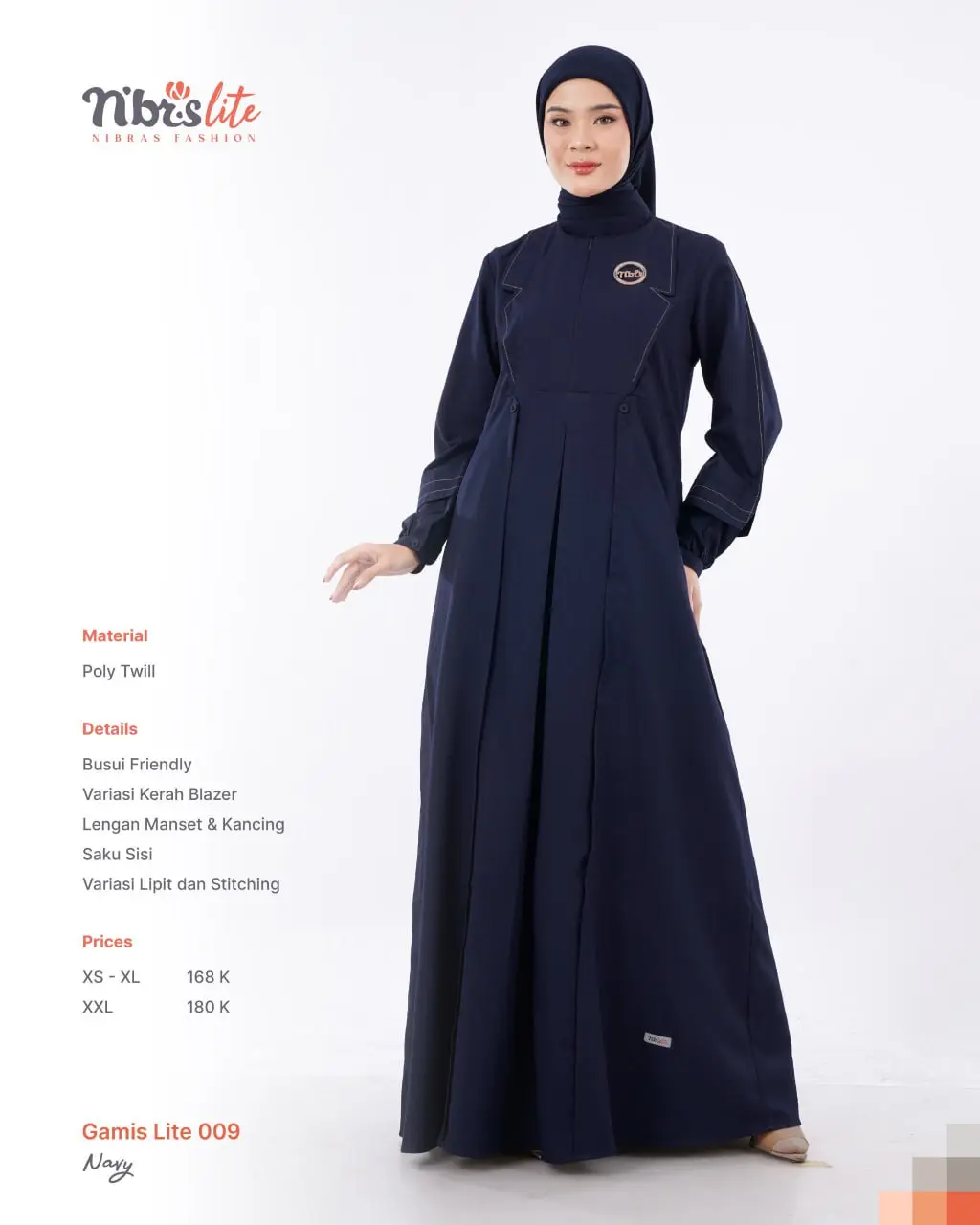 NIBRAS LITE 009 GAMIS POLOSAN SIMPEL KUALITAS TWO TWILL TERBARU SERAGAMAN MURAH
