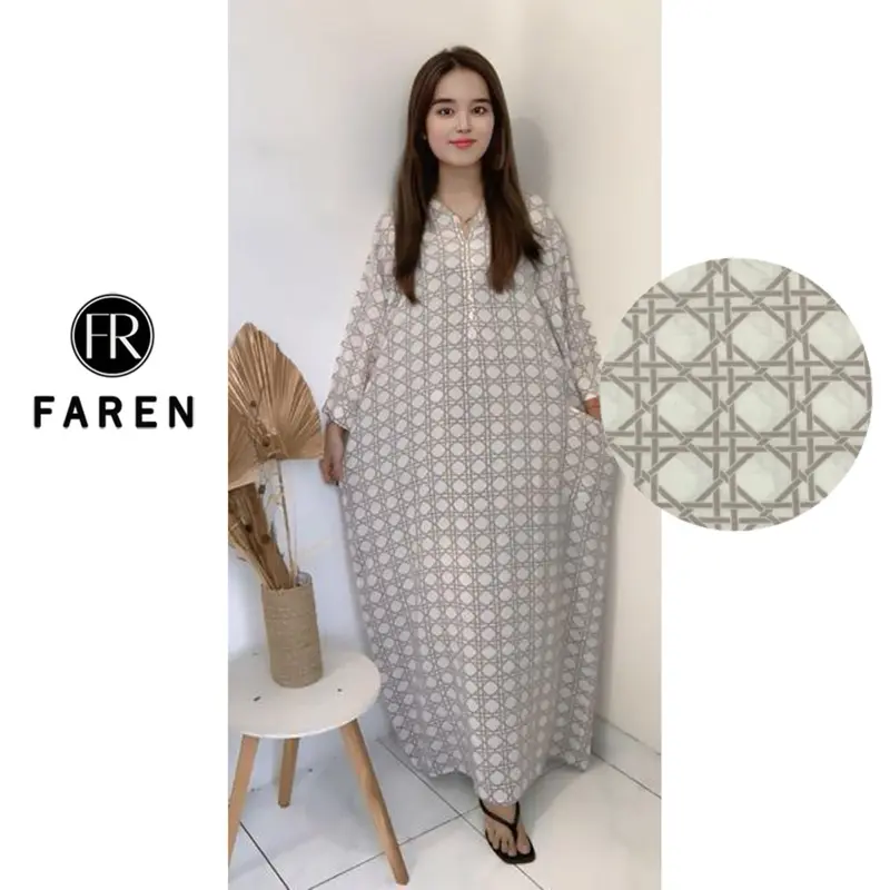Daster Faren - Gamis Saku Jumbo lengan 3/4 polos dan motif gamis  rayon premium 4